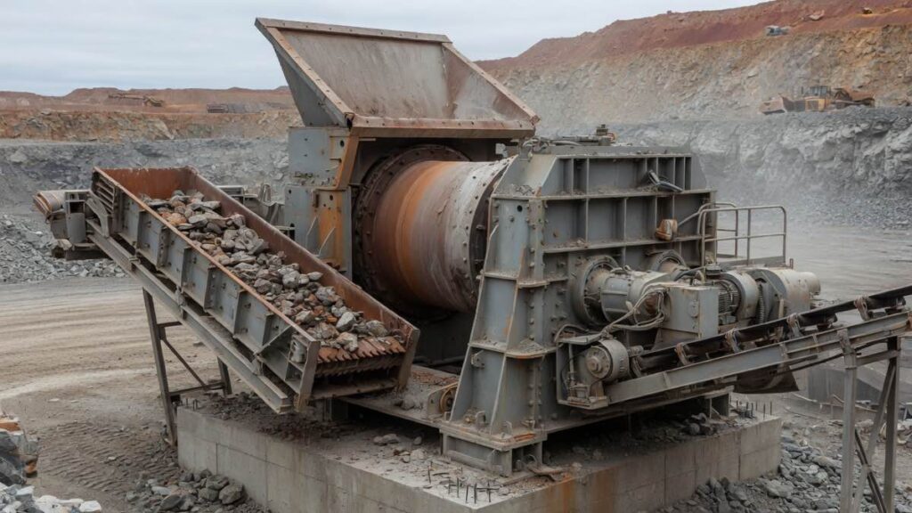 RC-J1200 jaw crusher on its frame